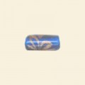 Blue Glass Tube Bead with Gold Stripe - 15mm x 8mm