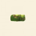 Green Glass Tube Bead with Gold Stripe - 15mm x 8mm