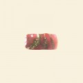 Pink Glass Tube Bead with Gold Stripe - 15mm x 8mm