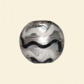 Black Glass Silver Foil Round Beads - 16mm 
