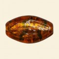 Orange Glass Silver Foil Flat Oval Beads - 30mm x 18mm 