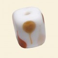 Orange/Tan Matt Glass Tube Bead - 15mm x 10mm 