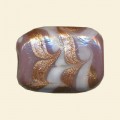 Gold/White Glass Gold Foil Flat Rectangle Bead - 25mm x 18mm 