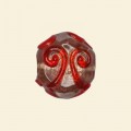 Red Glass Handmade Flat Disc Gold Foil Beads - 15mm 