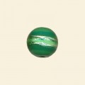 Green Glass Silver Stripe Round Bead - 12mm 