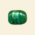 Green Glass Silver Stripe Flat Rectangle Bead - 20mm x 15mm 