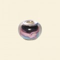 Purple Pandora Style Glass Bead with Metal Inserts - 12mm 