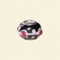 Black Pandora Style Glass Bead with Metal Inserts - 12mm 