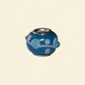 Blue Pandora Style Glass Bead with Metal Inserts - 12mm 