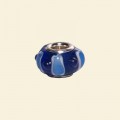Blue Pandora Style Glass Bead with Metal Inserts - 12mm 