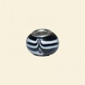 Black Pandora Style Glass Bead with Metal Inserts - 12mm 