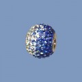 Blue Pandora Style Sterling Silver Bead set with Crystals - 15mm 