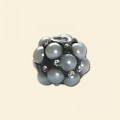 Black Shamballa Pave Bead with Imitation Pearls and Crystals - 15mm 