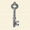 Rhodium Plated Key Pendant - 35mm - Set with Crystals