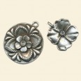 Set of Antique Silver Pendants with Crystal