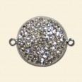 Rhodium Plated Disc Connector - 25mm - Set with Crystals