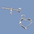 Silver Ring and Bar Clasp  - 10mm (Heart Shape)