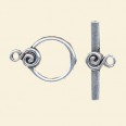 Antique Silver Plated Bar and Ring Fastener
