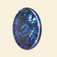 Blue Coloured Abalone Shell Flat Backed Cabochon - 25mm x 18mm