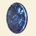Blue Coloured Abalone Shell Flat Backed Cabochon - 40mm x 30mm 