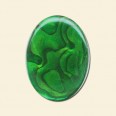 Green Coloured Abalone Shell Flat Backed Cabochon - 25mm x 18mm 
