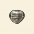 Grey Glass Silver Foil Heart Bead - 15mm - Pack of 10 