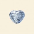 Light Blue Glass Silver Foil Heart Bead - 15mm - Pack of 10