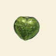 Lime Glass Silver Foil Heart Bead -15mm - Pack of 10