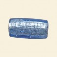 Light Blue Glass Silver Foil Flat Tube Bead - 22mm x 10mm 