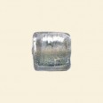 Crystal Glass Silver Foil Flat Square Bead - 14mm 