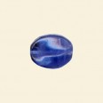 Blue Pressed Glass Flat Nugget Bead - 15mm x 12mm - Pack of 10 