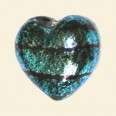 Aqua Dichroic Glass Bead Heart - 25mm  