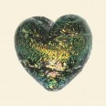 Green Dichroic Glass Bead Heart - 25mm  