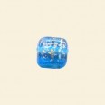 Blue Dichroic Glass Sparkle Flat Cube Bead - 10mm 