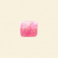 Pink Dichroic Glass Sparkle Flat Cube Bead - 10mm 