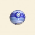 Blue Glass Round Bead with Millefiori Badge - 14mm