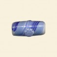 Blue Glass Tube Bead with Millefiori Badge - 22mm x 10mm 