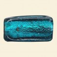 Aqua Glass Silver Foil Flat Oblong Bead - 35mm x 20mm 