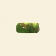 Green Glass Tube Bead with Gold Stripe - 15mm x 8mm