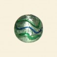 Green Glass Silver Foil Round Beads - 16mm 