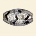 Black Glass Silver Foil Flat Oval Beads - 30mm x 18mm 