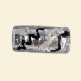 Black Glass Silver Foil Tube Beads - 25mm x 10mm 