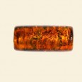 Orange Glass Silver Foil Tube Beads - 25mm x 10mm 