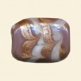 Gold/White Glass Gold Foil Flat Rectangle Bead - 25mm x 18mm 