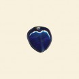 Dark Blue Lustred Glass Heart Bead - 13mm - Pack of 10 