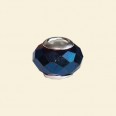 Bermuda Blue Pandora Style Glass Crystal Faceted Beads (Special Effects) with Metal Inserts - 12mm 