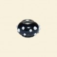 Black Pandora Style Glass Bead with Metal Inserts - 12mm 