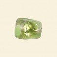 Green Glass Spotty Foiled Nugget Twist Beads - 15mm x 10mm 