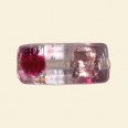 Pink Glass Spotty Foiled Flat Tube Beads -  22mm x 10mm 