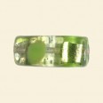 Green Glass Spotty Foiled Flat Tube Beads - 22mm x 10mm 